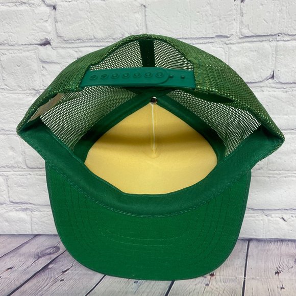 Vintage Hat Cap Snapback Green White Trucker Mesh Patch Green Drop Embroidered - Picture 7 of 8